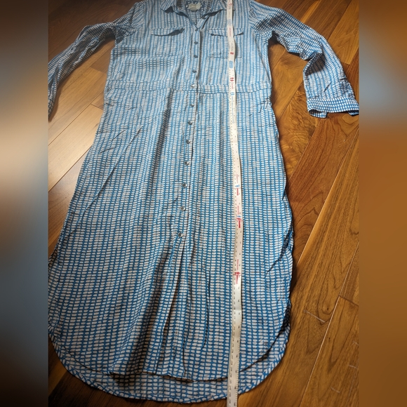 ANTHROPOLOGIE MAEVE Jemima Midi Shirt Dress Tie Waist Blue White Size 10 GUC - Picture 7 of 10